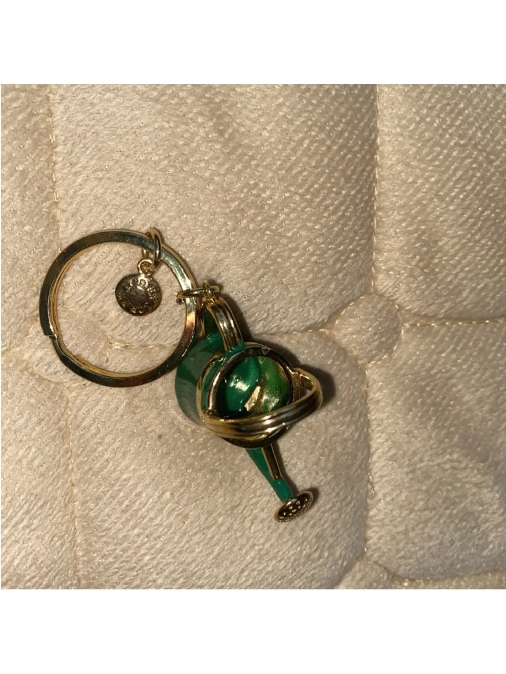 J. Crew RARE Flower Watering Can Keychain Green Gold Color‎